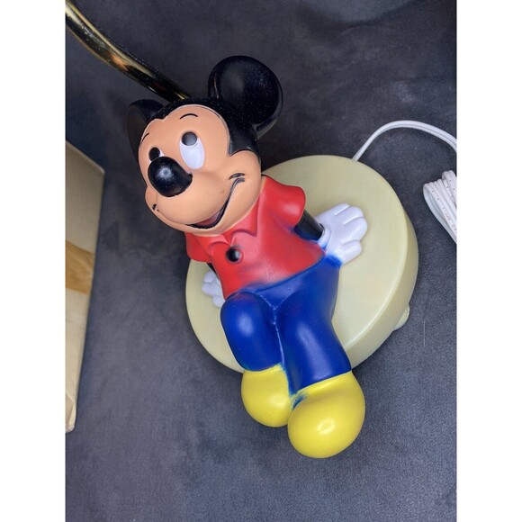 Vintage 80s DISNEY Mickey Mouse Nursery Lamp Original Shade 1981 Open Box - Picture 7 of 12
